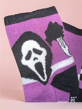 Ghost Face striped Quarter crew socks